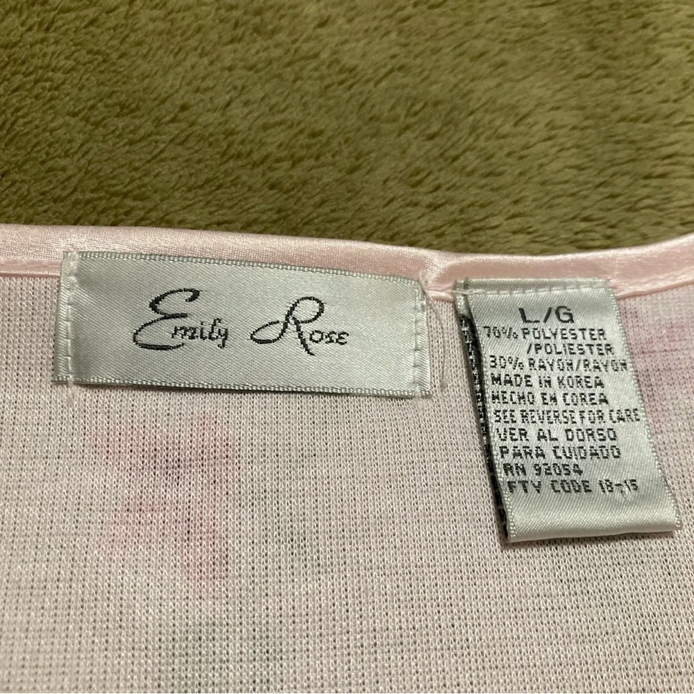NWOT Emily Rose Vintage 90s Top Short Sleeve Blouse Pink Green Size L Large